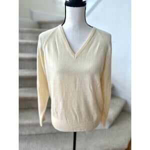 Edinburgh Woollen Mill Cream V-Neck Wool Sweater